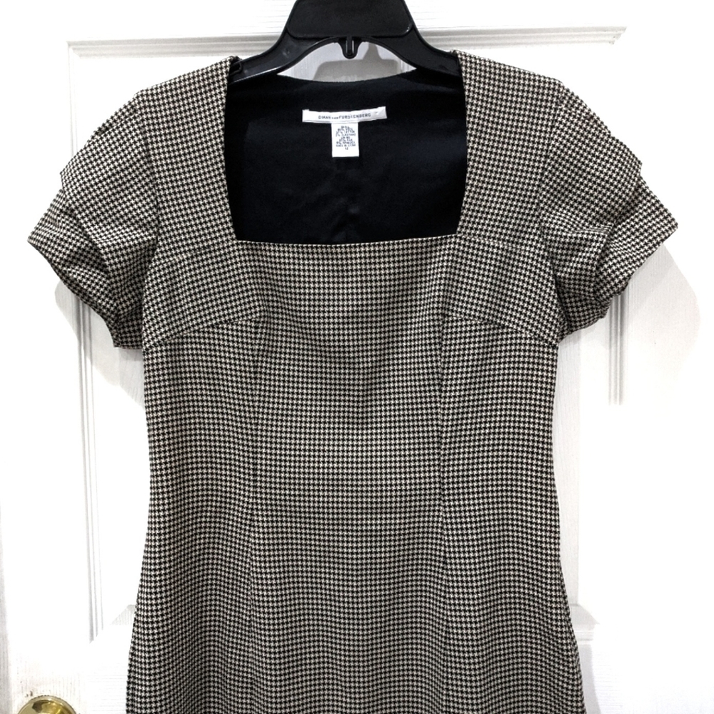 Diane Von Furstenberg Wool Houndstooth Dress sz 12 - Picture 6 of 8